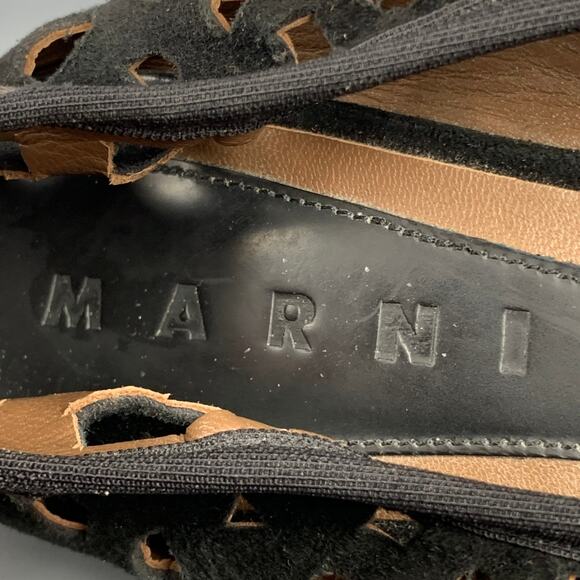 MARNI Size 6 Black Cut Out Suede Flats - Picture 6 of 7